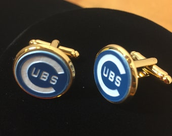 Chicago Cubs Cufflinks, Chicago Cubs Jewelry, Chicago Cubs Christmas Gift, Christmas Gift for men