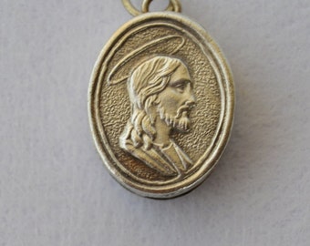 French Religious Reliquary Pendant Medal Locket Jewelry - Jesus Christ Angels - Relic Medallion - Communion Gift