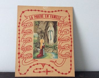 Antique 1900s French Religious Picture / Mary / Rosary /