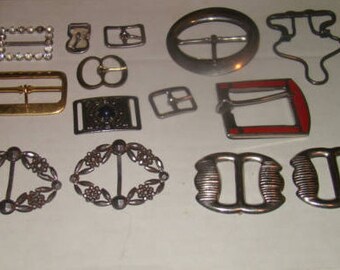 lot of 14 Vintage Metal Buckles