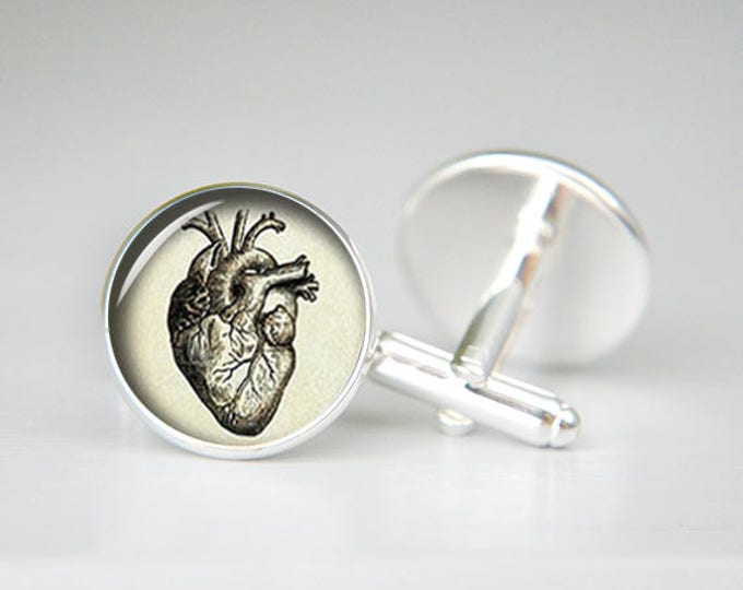 Anatomical Heart Cufflinks, Heart Cuff links, Gift for Men,Wedding cufflinks, Steampunk heart Cufflinks men accessories cuff links