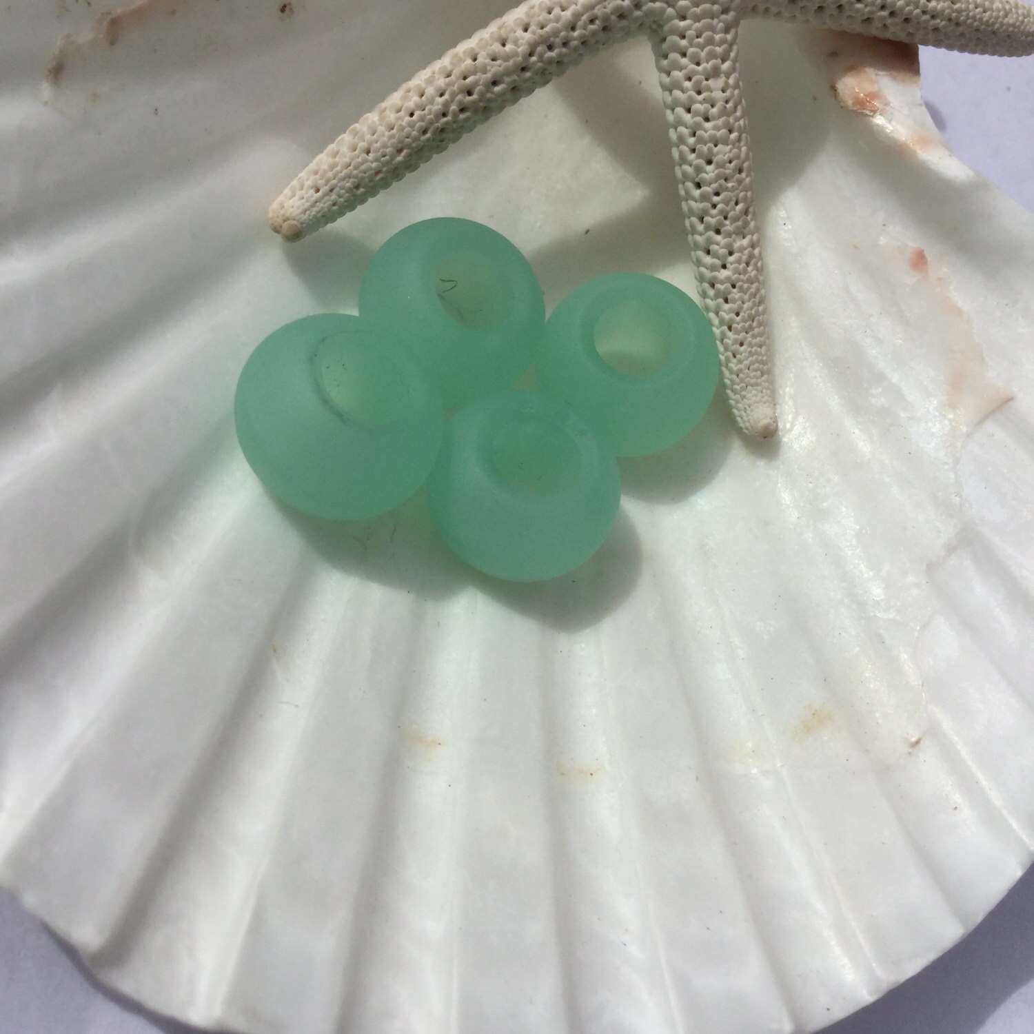 5 large hole sea glassSea Glass Beads Recycled sea glass