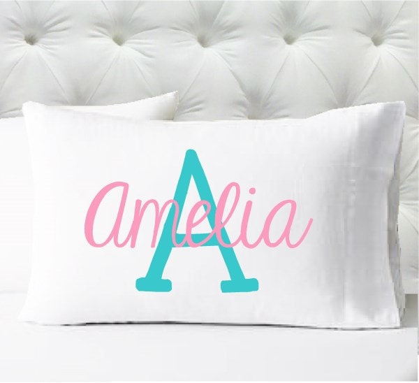 Personalized Girls Pillowcase Name Initial Pillowcase