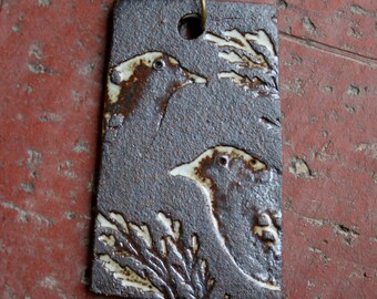 Rustic Birds Stoneware Pendant 1