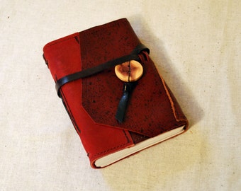 Red Speckled Leather Journal with Recycled Paper-Small