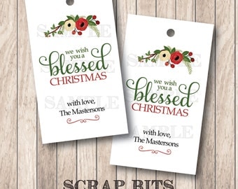 10 Blessed Christmas Tags, Personalized Christmas Tags . 2 x 3.5 inches