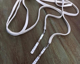 White Leather Wrap Necklace, White Leather Wrap Necklae, White Leather Lariat, White Deer Leather Wrap Necklace, White Deer Lace Wrap