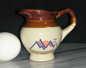 Great Smoky Mountains Miniature Souvenir Pitcher / Stoneware Souvenir Pitcher from Great Smoky Mtns