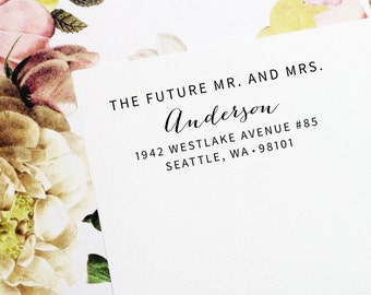 Self Inking Address Stamp, Future Mr and Mrs, Wedding Stamp, Return Address Stamp, Custom Stamp, Save the Date Stamp, Mr and Mrs - Style #76