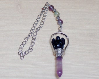 Fluorite Angel Rear View Mirror Car Charm - Car Angel - Gemstone Angel