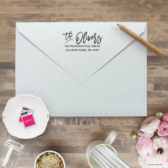 Custom Address Stamp, Self Inking Return Address Stamp, Wood Stamp with Handle, Bridal Shower Gift, Address Stamps Il_570xn