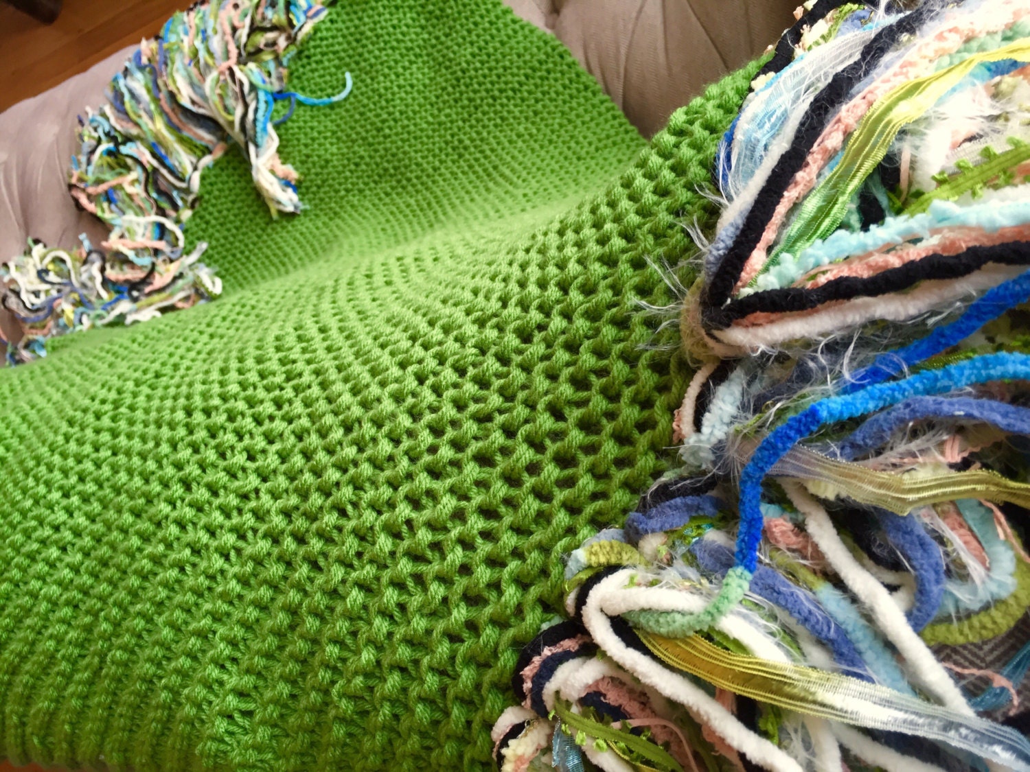 Colorful Knitted Throw Blanket in Emerald Green by ...