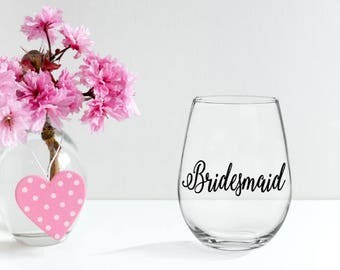 Wedding Decals- Bridesmaid Gift- Vinyl Decal- Wine Glass Decal- Bridal Party Decals- Bridal Party Gift- Bride Decal- Bridesmaid Decal