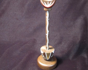 VTG 1960 Woodpecker Woodware Fish Totem Toothpick Hors d'oeurve Server