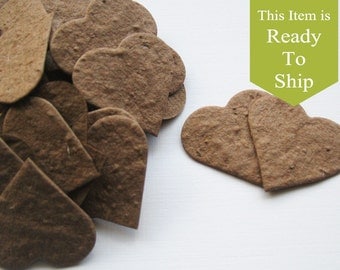 Earth Brown Plantable Seed Paper Confetti Hearts - READY-TO-SHIP - Eco Friendly, Wedding Favors, Bridal Shower Favors, Baby Shower Favors