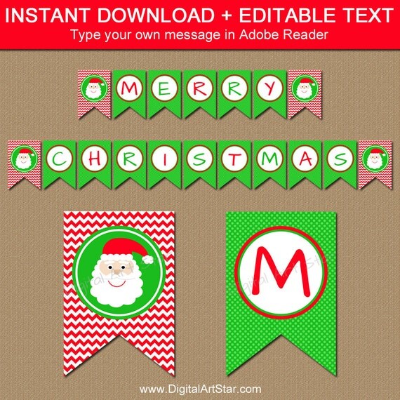 Christmas Banner - DIY Printable Holiday Banner - Santa Banner