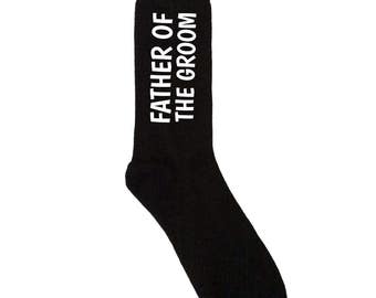 Father of the Groom Socks - Black Wedding Socks - Size 10-13 - Choose Your Own Font