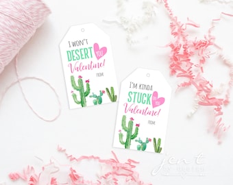 Printable Valentine Tags for Kids - Cactus Valentine