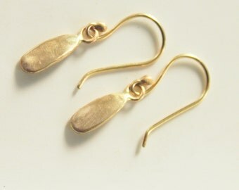 14k Gold Organic Drop Earrings//Handcrafted//One of a kind