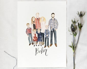 Custom Family Portrait, Watercolor Portrait, Wedding Gift, Family Painting
