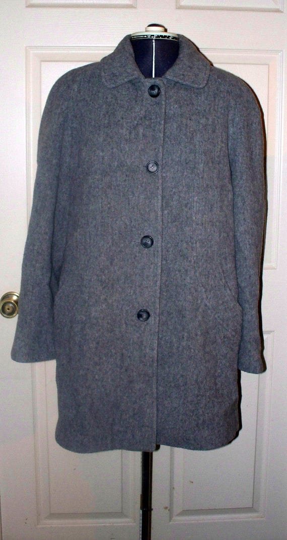 1960s Herman Kay Wool Coat Gray Three Quarter Length