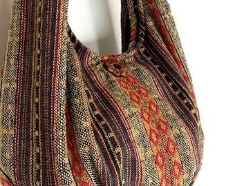 Handmade Woven Bag Handbags Purse Tote Thai Cotton Bag Hippie bag Hobo bag Boho bag Shoulder bag Women bag Everyday bag Short Strap (WF6)