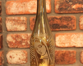 Lantern Our Lady of Guadalupe - Yellow (Stand & Candle Included) - Home Decor, Eco Friendly, Stars, Pray, Faith