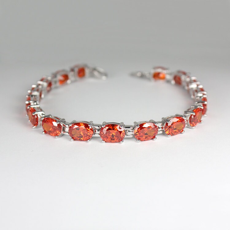 Mexican Fire Opal Bracelet Sterling Silver / Fire Opal Silver