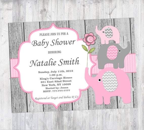 Bebé ducha invitación elefante bebé ducha invitación niña bebé