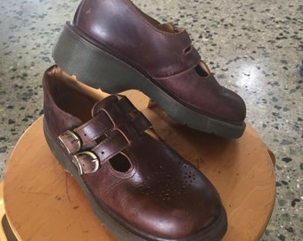 Dr. Martens Made In England 8065/92 Double Strap Mary Jane in Brown