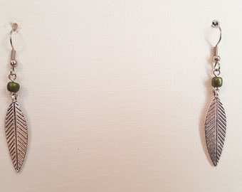 Silver Feather Dangle Earrings 1718