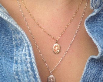 Mother Mary + Cross necklace | Small Virgin Mary Necklace | Religious Necklace | Baptism Necklace | Miraculous Medal Necklace