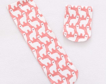 Alpaca socks. Llama socks.Pink Socks.Womens socks.