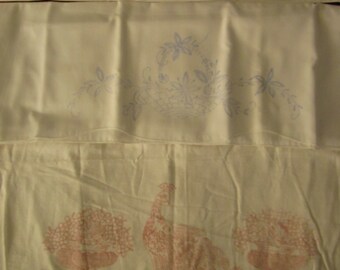 Vintage Embroidery Pattern Pillow Case Linen Unused