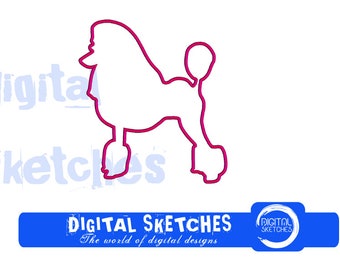 Poodle Applique Machine Embroidery Design 4 Sizes
