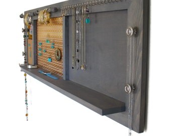 Large Wall Hanging Jewelry Organizer with Shelf