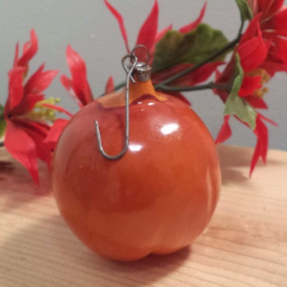 Antique Orange Glass Christmas Ornament by DanushasCollectibles