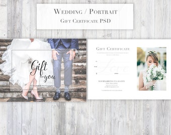 Photography Gift Certificate Template PSD for Photoshop - Portrait/Wedding/Glamour All-purpose gift certificate elegant modern