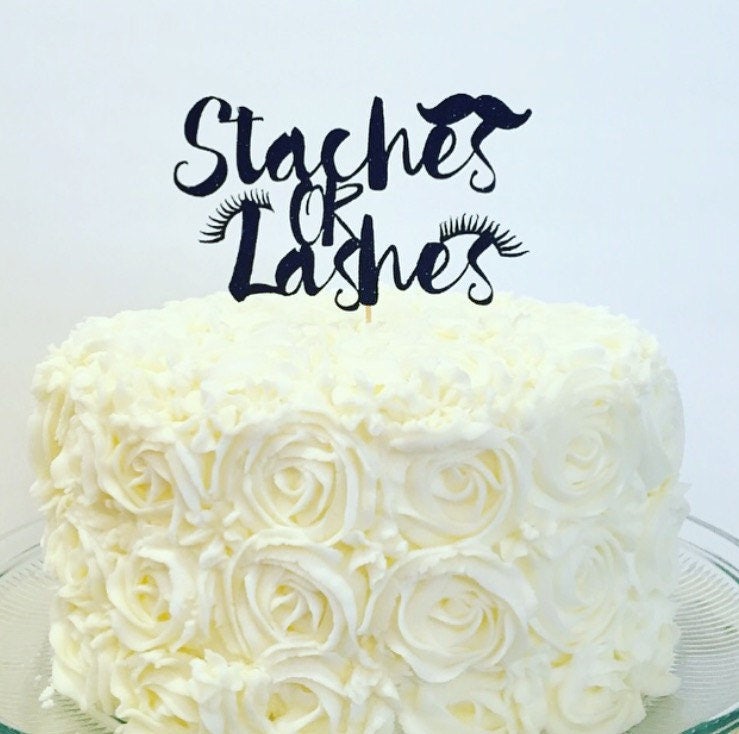 Staches or Lashes Cake Topper / Baby Shower / Gender Reveal