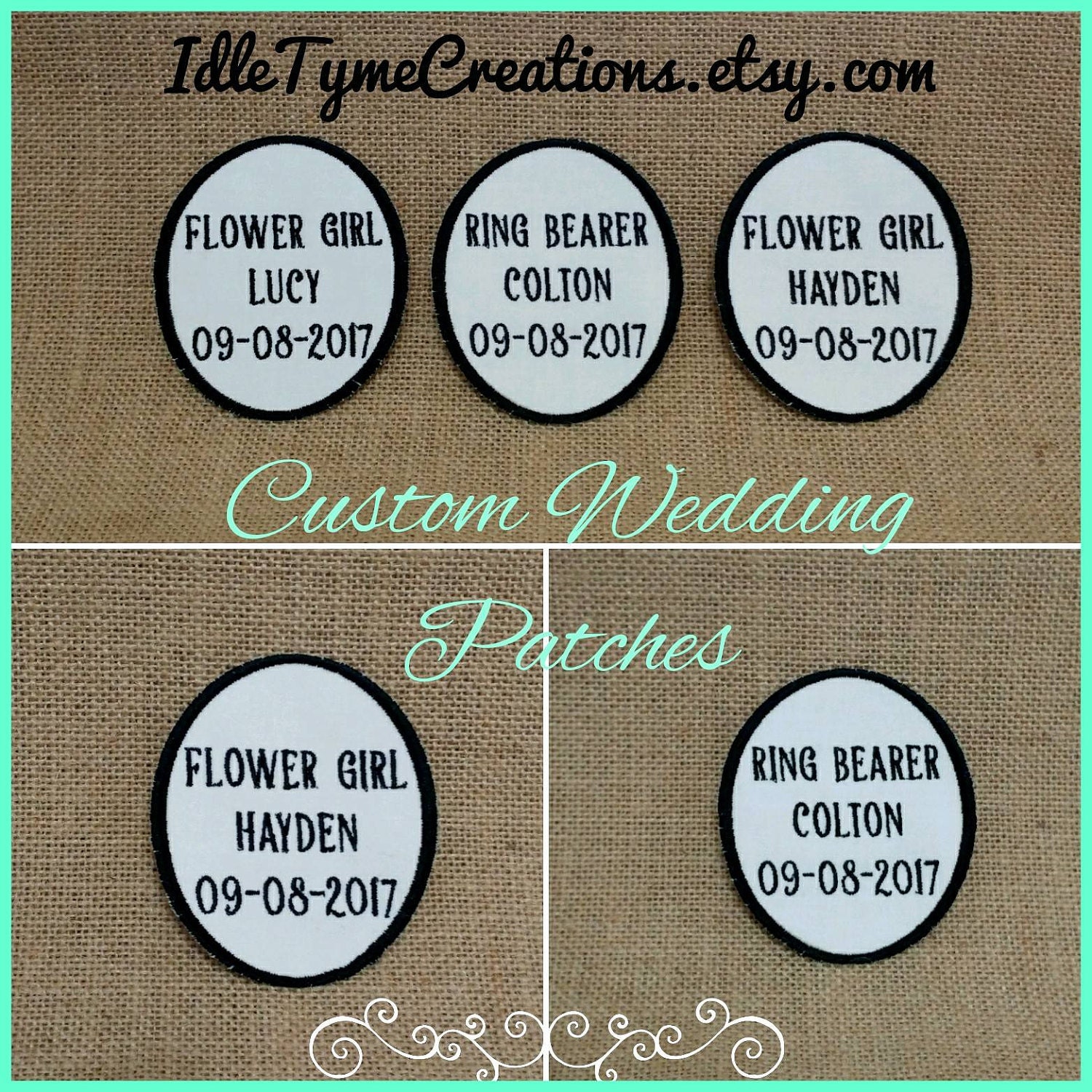 Embroidered Wedding Patch Labels Personalized Gifts Flower