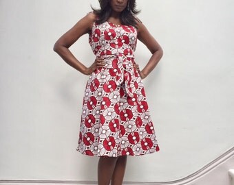 African Print Dress Hand Made Cotton Short Women Multi coloured