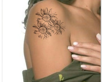 sunflower tattoo etsy sunflower tattoo etsy