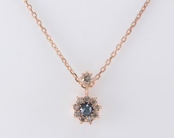 Champagne Diamond Necklace, Blue Diamond Necklace, Gold Simple Diamond Necklace, Minimalist Necklace, Geometric Necklace