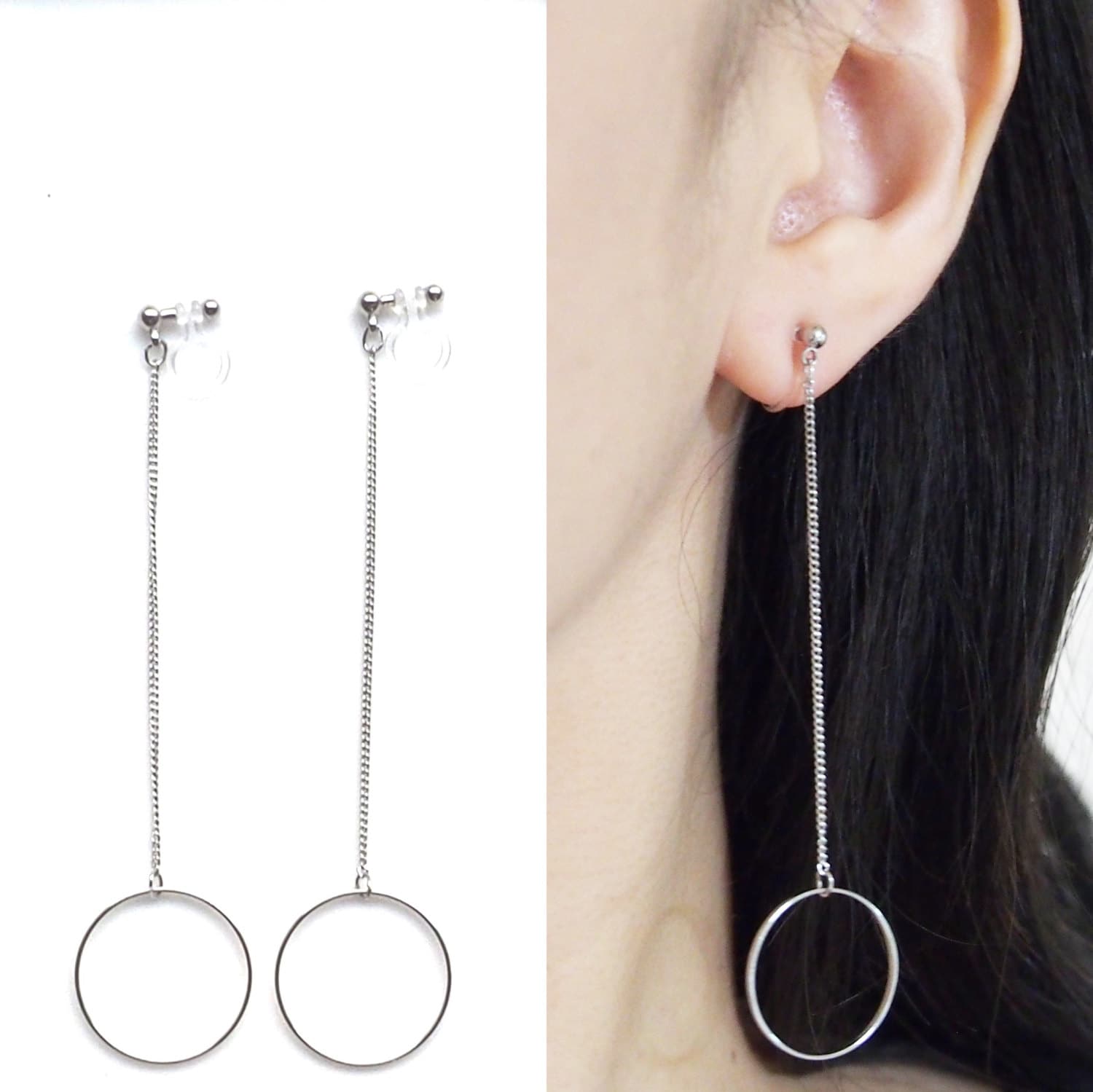 Silver Clip On Earrings Hoops Invisible Clip On Earrings