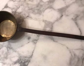Antique BRASS WELL DIPPER Water Liquid hand hammered Iron Handle