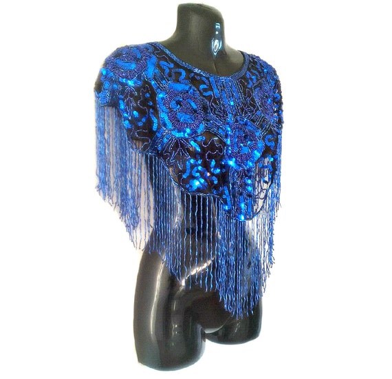 blue sequin cape