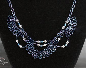 swarovski crystal necklace, crystal jewelry, beadwork necklace, seed bead necklace, seed bead jewelry, beaded necklace, beaded jewelry