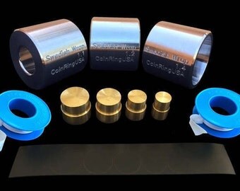 Swedish Wrap Die Set for all Half Dollar, Dollar and Silver Eagle-Sized Coin Rings; BONUS items Included!