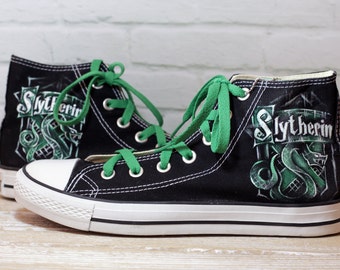 NEW! Black "Slytherin" ver.2 Converse shoes