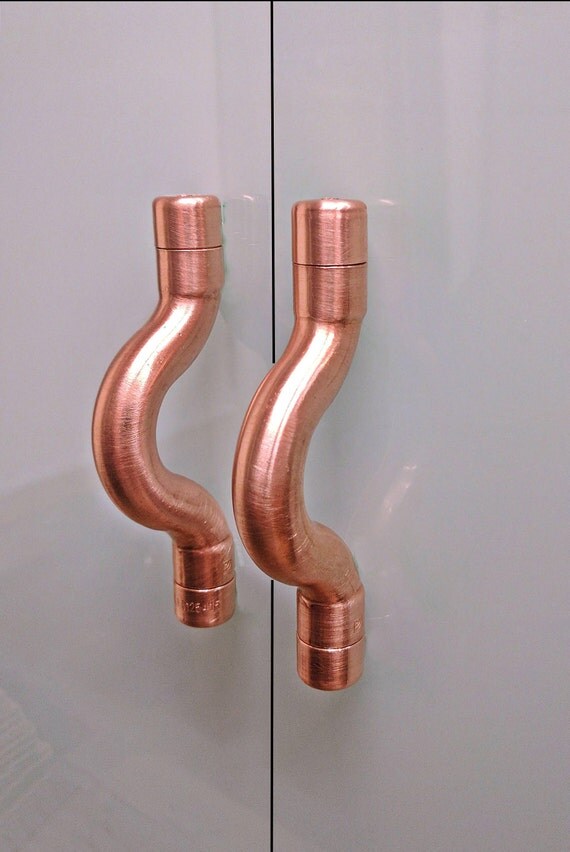 Copper Curve Modern Handle Drawer Pull Cabinet Hardware Kitchen Cupboard Pulls Cabinet Pull 